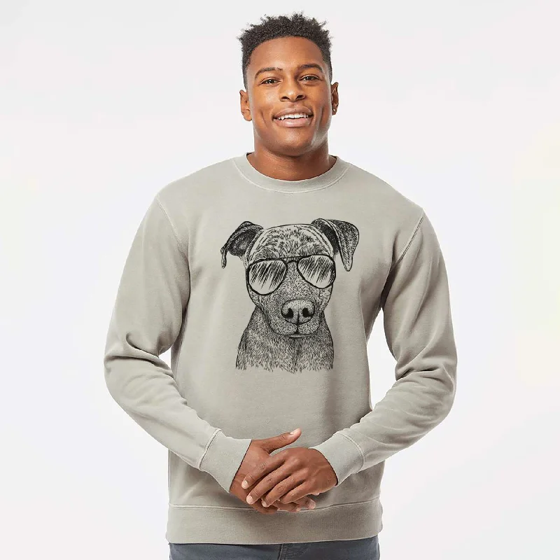Aviator Reeses the Pitbull - Unisex Pigment Dyed Crew Sweatshirt Hoodie with Neon Bright Vibrant