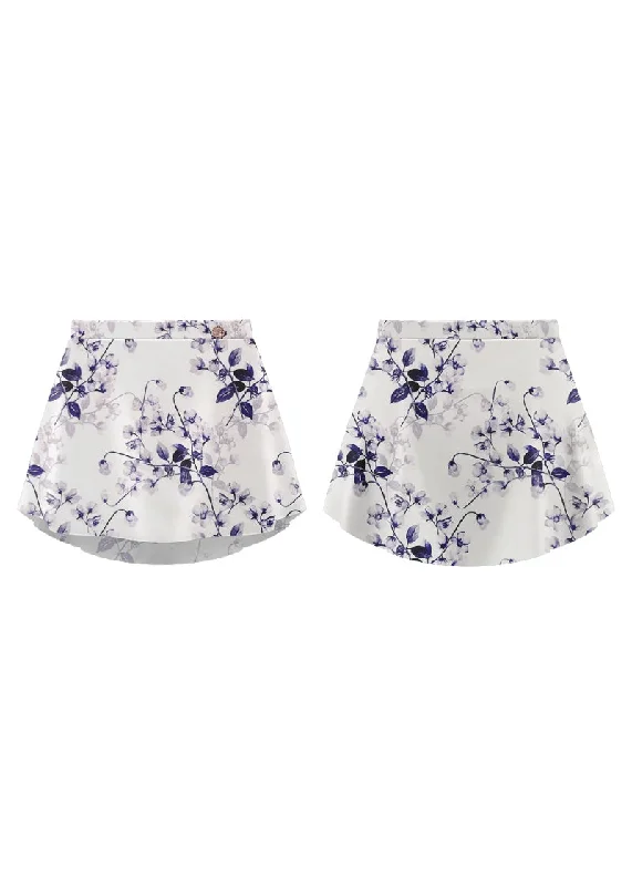 ON SALE Danse de Paris Patterned Pull-On Skirt (Indigo) midi skirt versatile