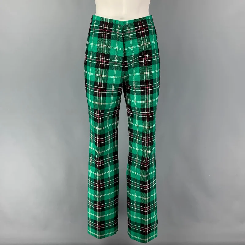 MARINE SERRE FW 19 Size S Green Multi-Color Polyester Wool Plaid Zip Fly Dress Pants Fashionable Jogger Pants