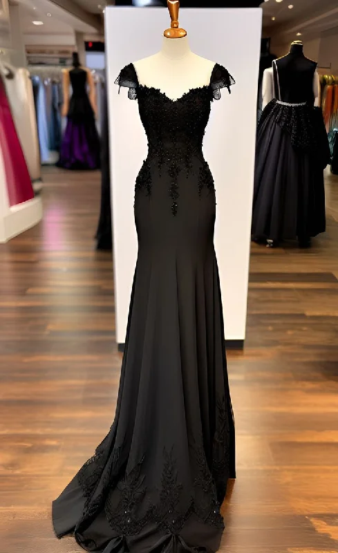 Elegant Black Beading Mermaid Long Formal Evening Party Dress DP3877 Tunics Cozy soft