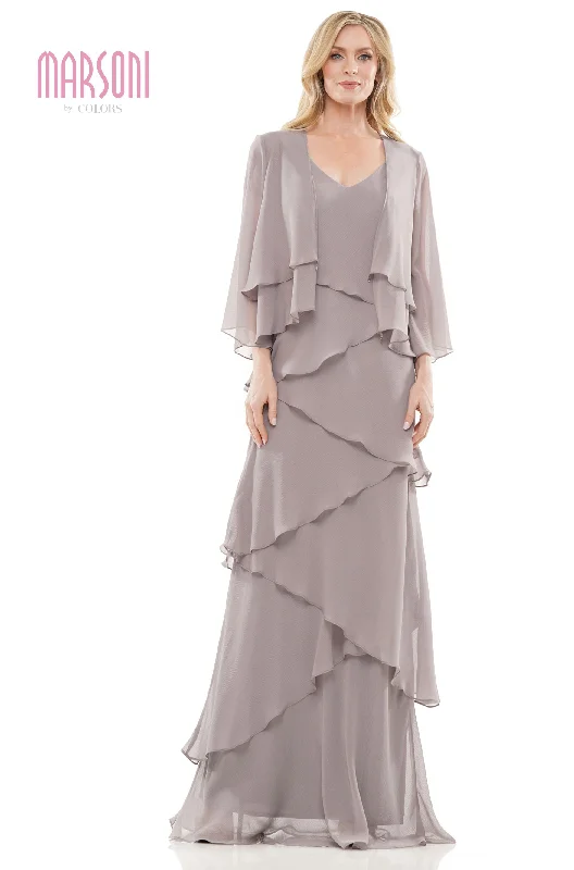 Marsoni by Colors -M309 Ruffled Sheath Dress With Jacket Collared Jacket Crew Neck Jacket Turtle Neck Jacket Marsoni by Colors -M309 Ruffled Sheath Dress With Jacket Collared Jacket Crew Neck Jacket Turtle Neck Jacket