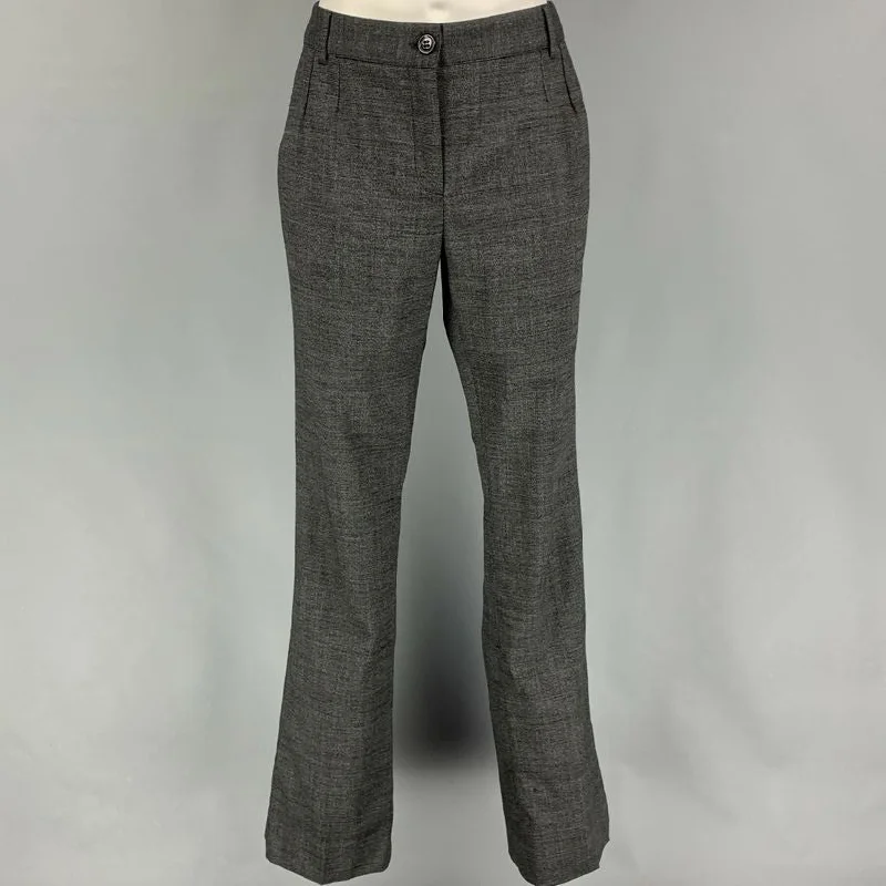 DOLCE & GABBANA Size 8 Black Grey Virgin Wool Straight Dress Pants Comfortable Jogger Trousers