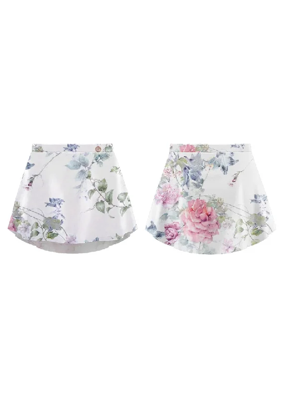ON SALE Danse de Paris Patterned Pull-On Skirt (Verte) ruffled skirt detail