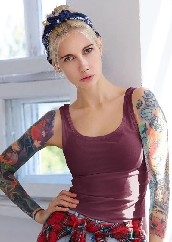 Solid Women Tank Top - Wine coral tank top
