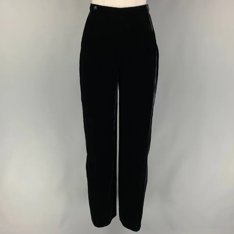 GIORGIO ARMANI Size 2 Black Viscose Blend Wide Leg Dress Pants Elegant High-Waist Pants