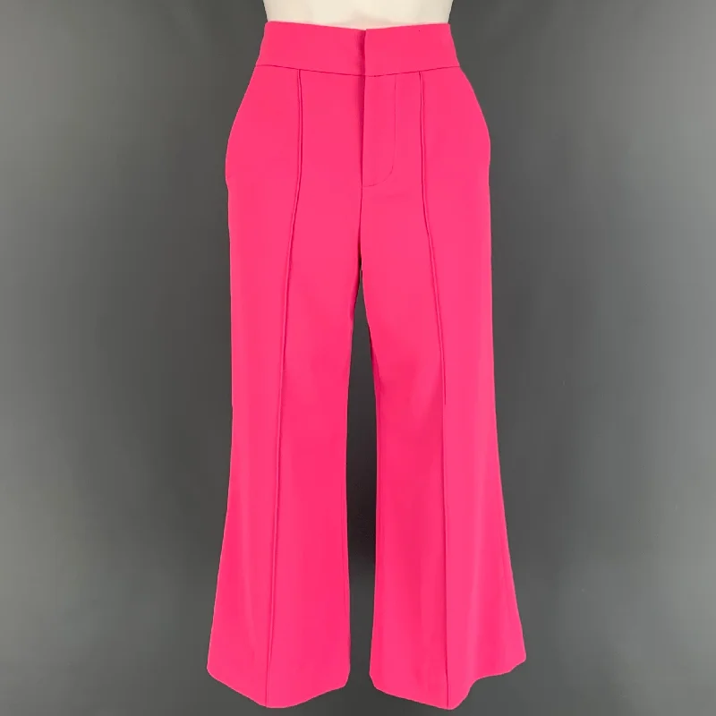 ALICE + OLIVIA Size 2 Pink Polyester Cropped Dress Pants Cozy Fitted Pants