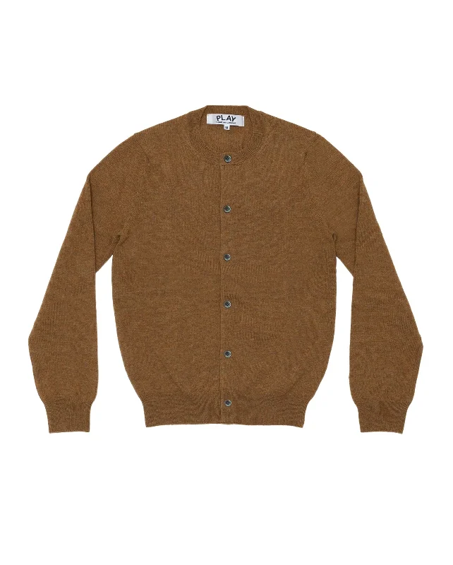 N091 SMALL HEART CARDIGAN / CAMEL Terry Terry Cloth Terry Knit