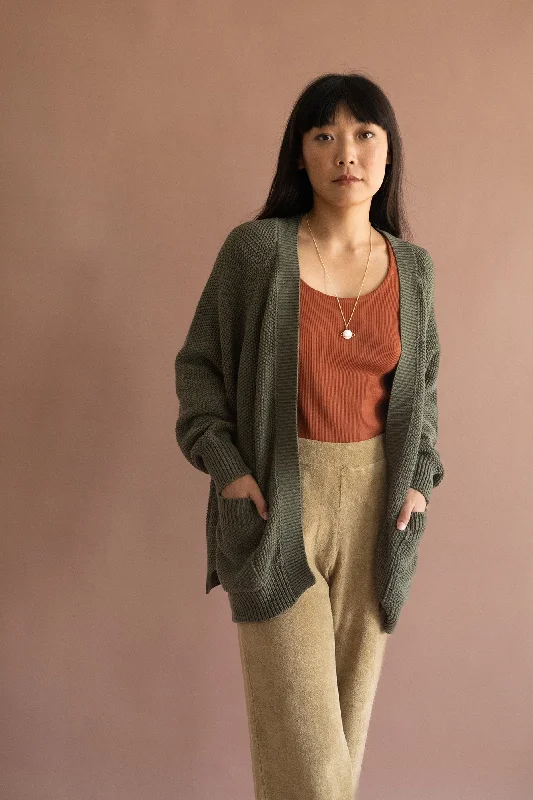 Giola Long Cardigan Boreal Green Stretchy Elastic Breathable