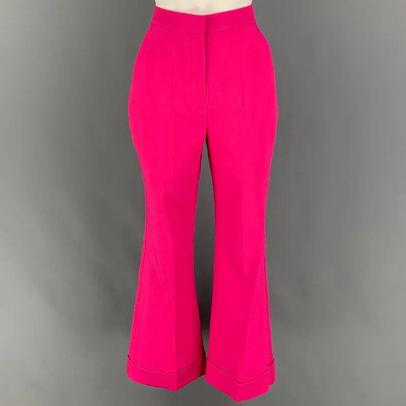 ROKSANDA Size 6 Pink Viscose Blend Cuffed Dress Pants Classic Flared Pants
