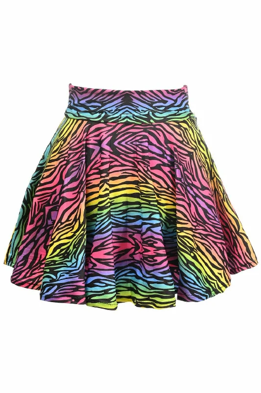 Rainbow Animal Print Stretch Lycra Skirt linen skirt relaxed