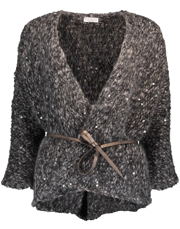 Paillette Knit Cardigan Elegant Classic Vintage