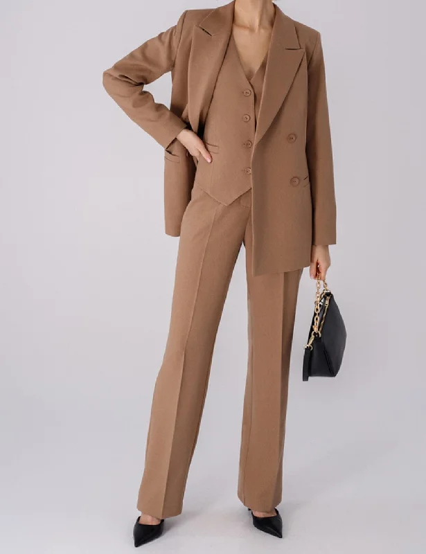 Women Suit 3Piece Stylish Slim Fit Peak Lapel Biazer (Blazer+Vest+Pants) Casual Skinny Fit Pants