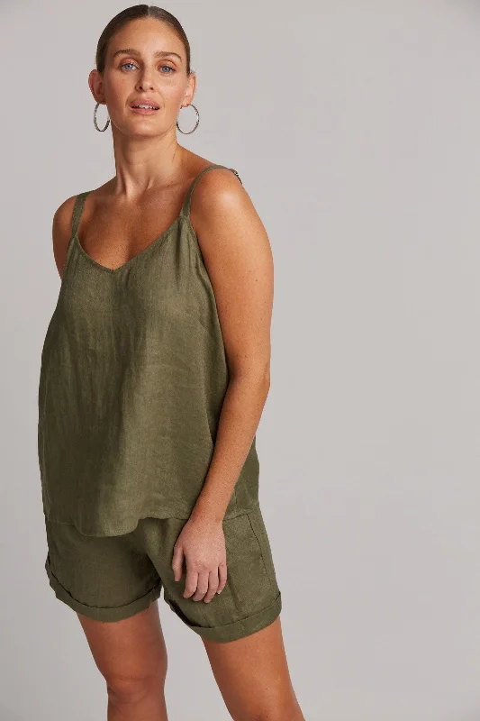 eb&ive | Studio Tank - Khaki fitted tank top