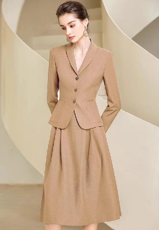 Full Midi Skirt and Jacket Skirt Suit Herringbone Jacket Checkered Jacket Solid Jacket Full Midi Skirt and Jacket Skirt Suit Herringbone Jacket Checkered Jacket Solid Jacket