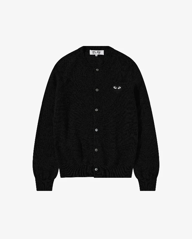 N023 UNISEX BLACK HEART CARDIGAN / BLACK Solid Color Striped Floral Print