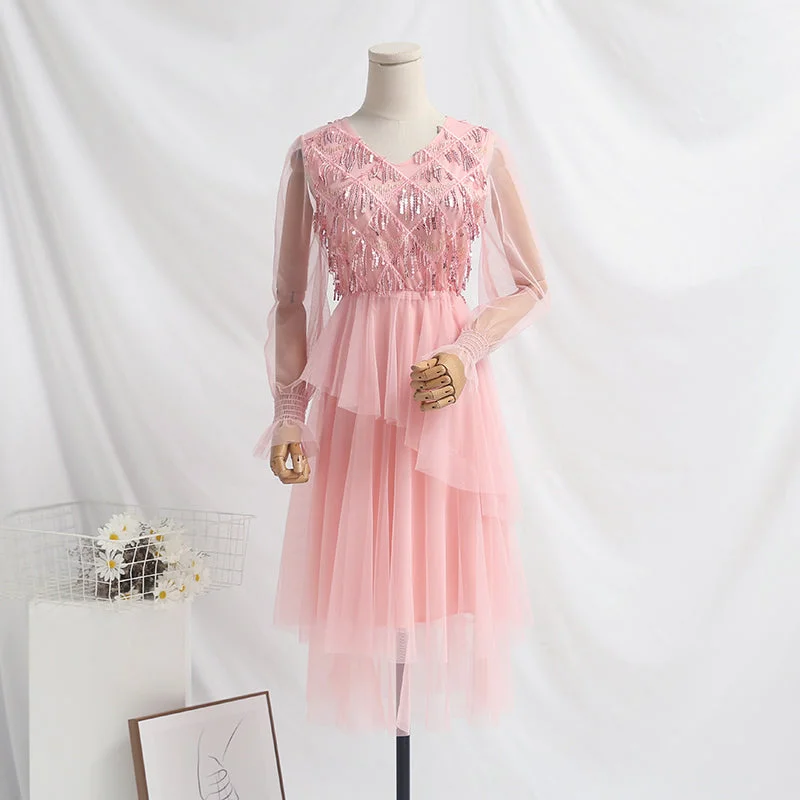 New French retro skirt fairy super xiansen waist shows thin temperament  4758 tiered skirt playful