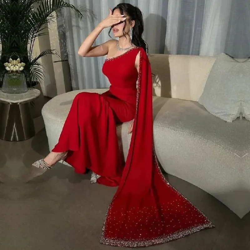 Red Sparkly Beaded Mermaid Gorgeous Evening Party Dress, DP2231 Tunics Bridal satin