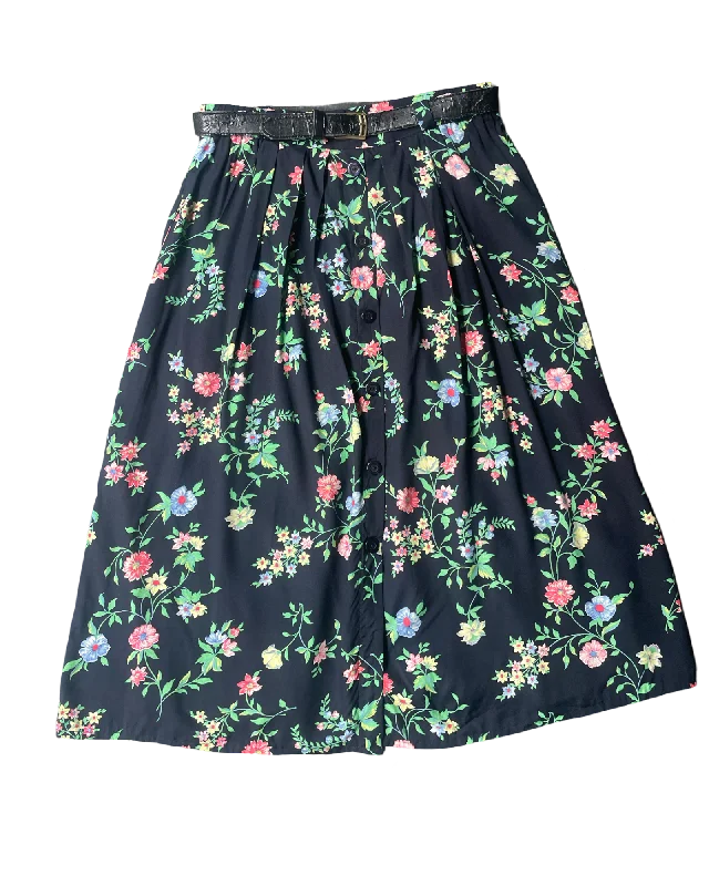 Vintage 90’s Flower Skirt Size 10 silk skirt elegant