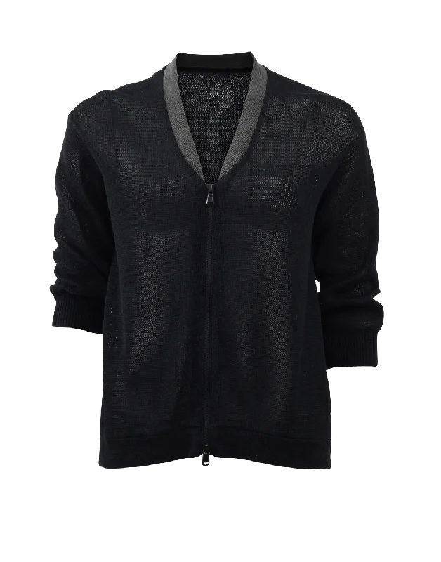 Monili Zip Cardigan Jersey Fabric Tulle Fabric Batik Fabric