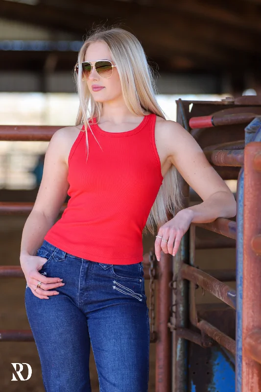 RED RIBBED ALL-IN-ONE TANK | RD ESSENTIALS cute tank top