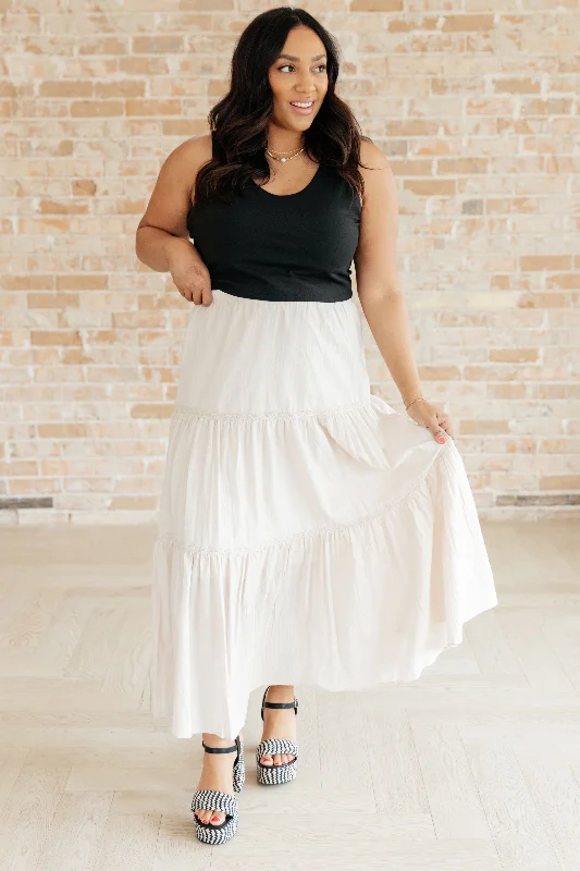 Let It Begin Tiered Maxi Skirt linen skirt airy