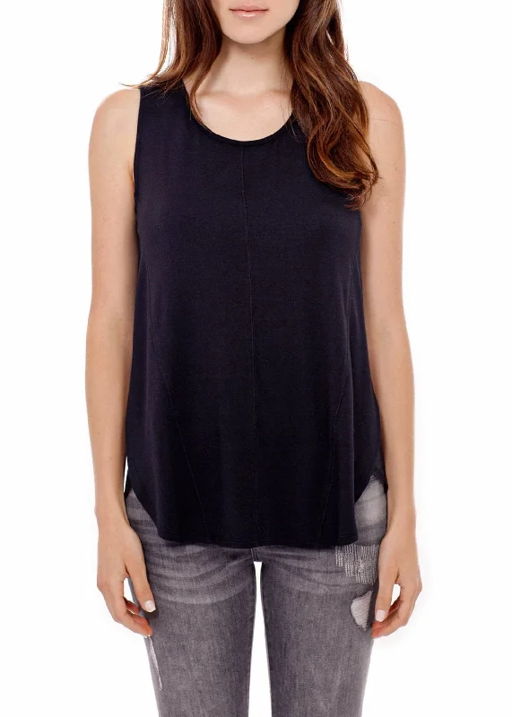 Women's Sleeveless Tulle Contrast Tank Top floral tank top