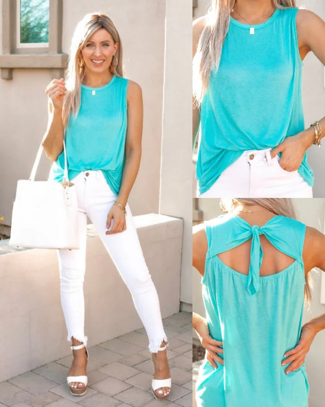 Bibi Well That's A Cute Tank Top With Back Ribbon | S-XL multiple Colors sage tank top