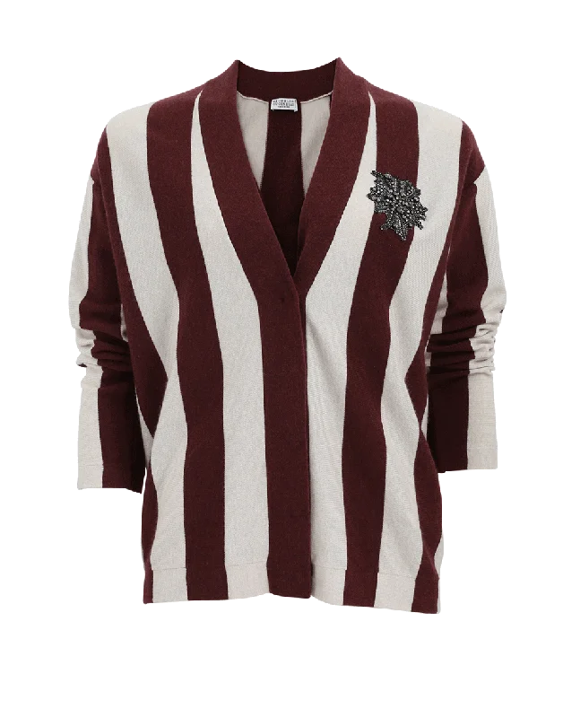 Cricket Stripes Cardigan Tailored Straight A-Line