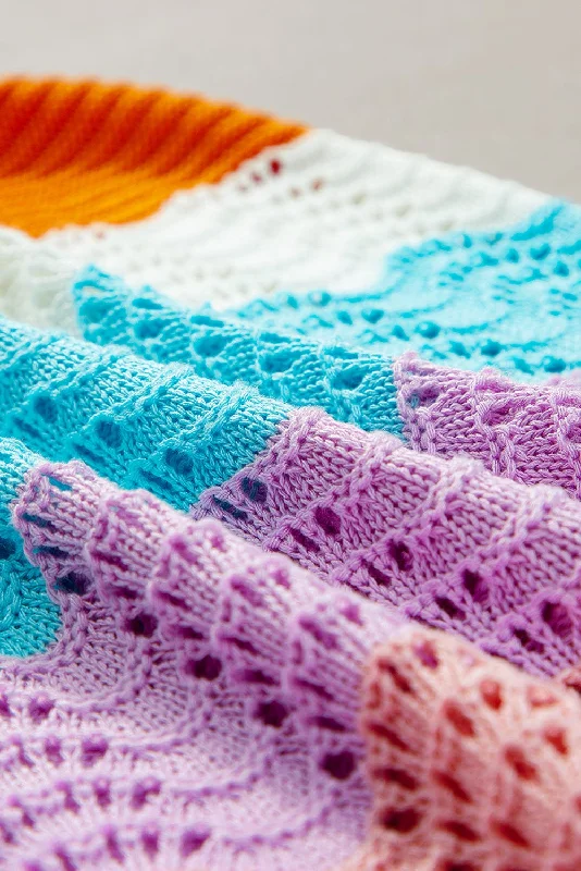 Rainbow Color Block Knit Tank Top boho tank top