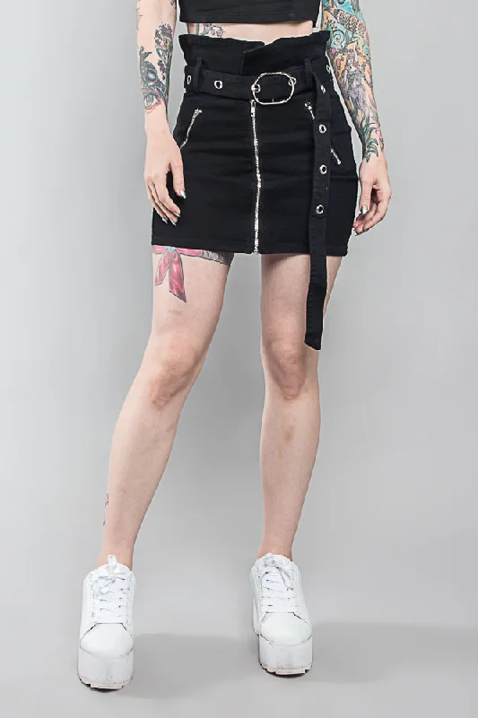 Zippered Skirt with Buckle lace skirt intricate