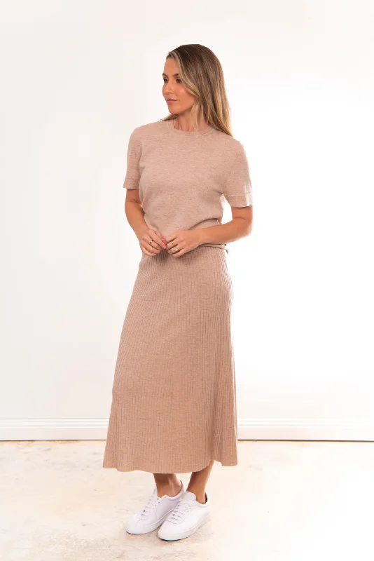 Bridge & Lord Wool/Cashmere Skirt - Oat high waist skirt