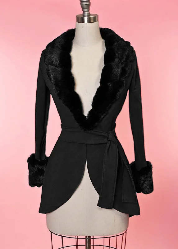 Divine Jacket - Black Faux Fur Jacket Real Fur Jacket Shearling Jacket