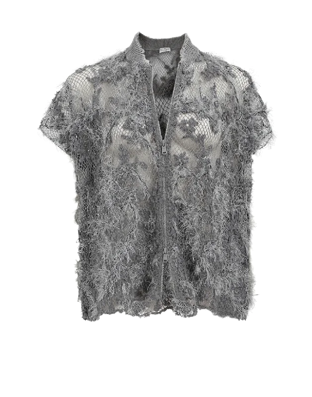 Floral Embroidered Cardigan Boxy Cardigan Fitted Cardigan A-Line
