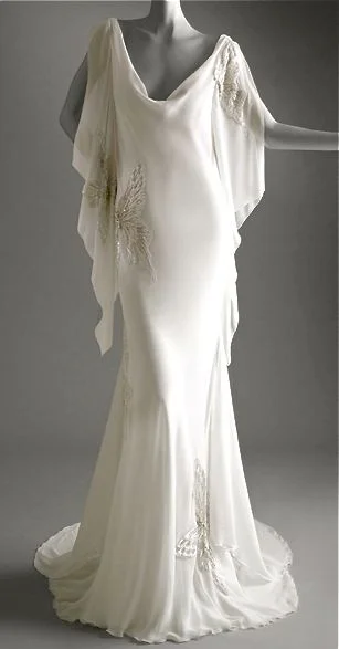 Elegant Ivory Appliques Mermaid Chiffon Vintage Long Party Dress, DP3434 Tunics Sale discount