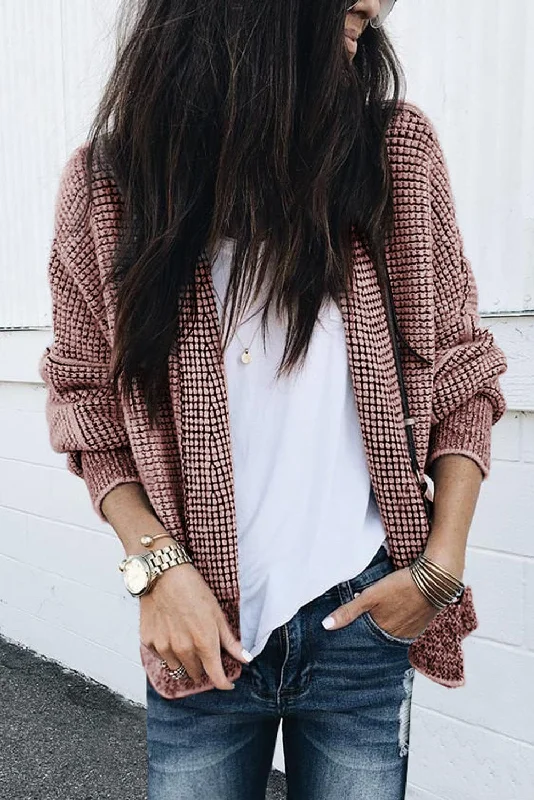 Stylish Long Knitwear Cardigan Ribbed Striped Patterned