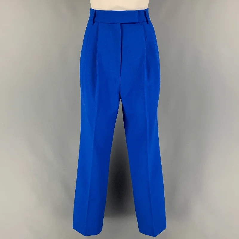 THE FRANKIE SHOP Size XS Cobalt Polyester Pleated Dress Pants Modern Stretch Trousers