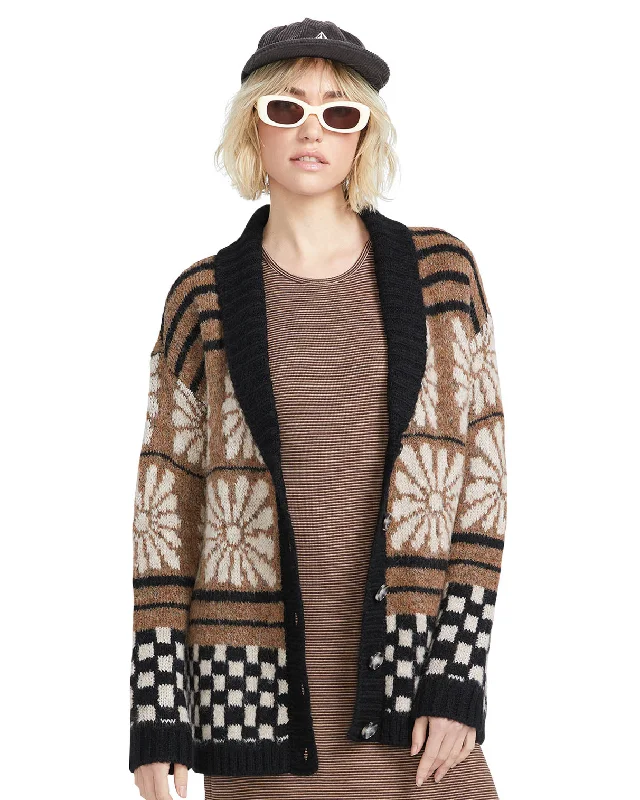 Rent Free Cardigan Houndstooth Herringbone Solid