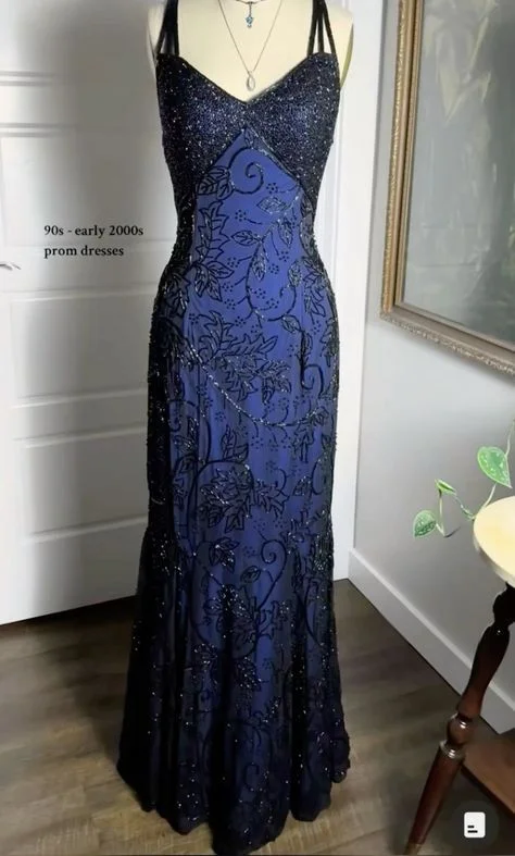 Stunning Blue Straps Mermaid Vintage Long Party Dress Evening Gown, DP3403 Tunics Review highly