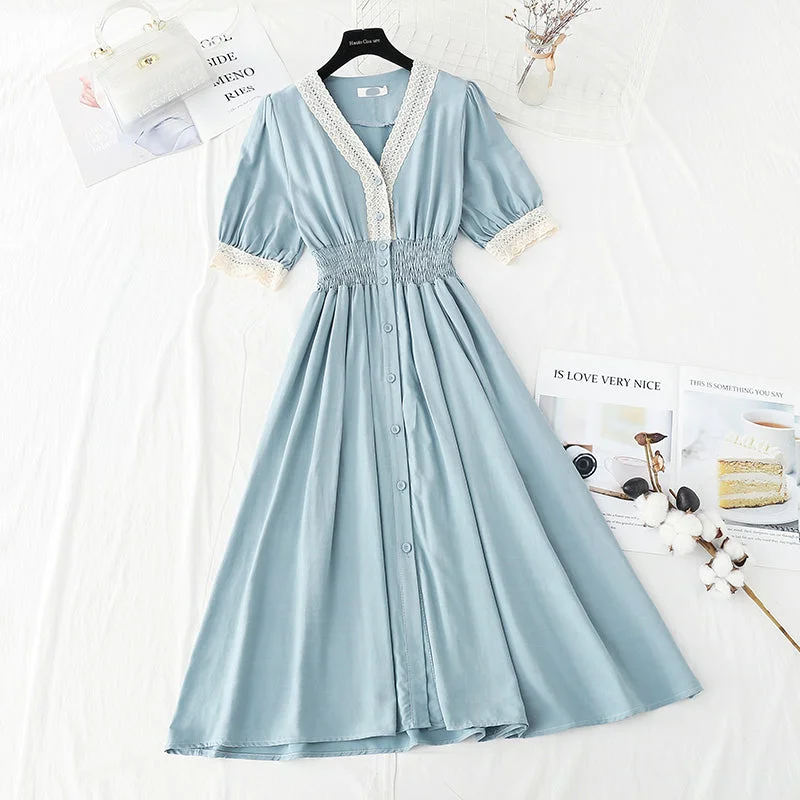 Lace edge French retro temperament, narrow waist and small black skirt  4905 flowy skirt hem