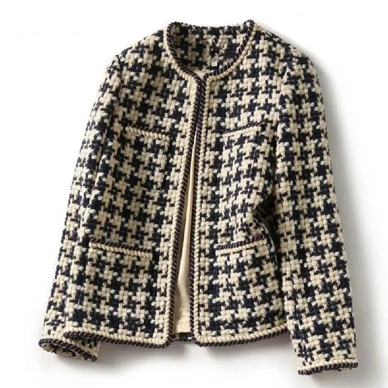 Grid Plaid Tweed Jacket Women Striped Jacket Polka Dot Jacket Floral Jacket
