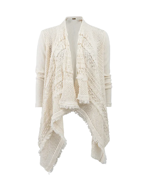 Draped Crochet Cardigan Velvet Chenille Corduroy