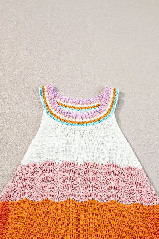 Rainbow Knit Tank with High Neckline peekaboo tank top