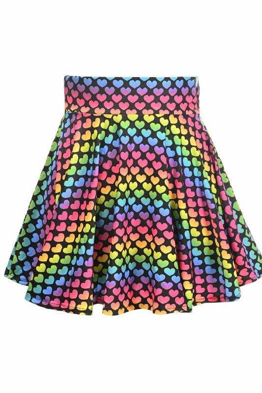 Rainbow Hearts Stretch Lycra Skirt lace skirt romantic