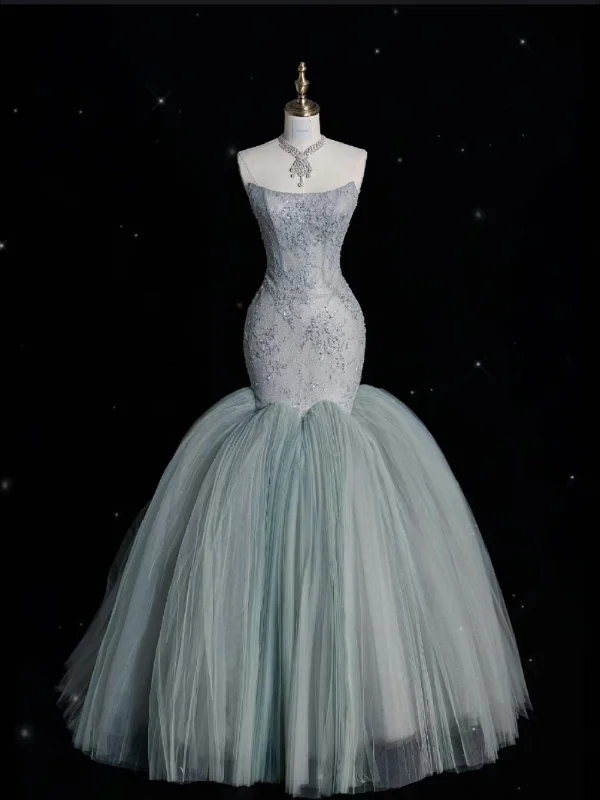 Light Blue Strapless Mermaid Long Party Dress Formal Evening Gown, DP4129 Tunics Formal black
