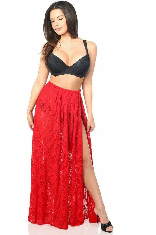 Sheer Red Lace Skirt floral skirt print