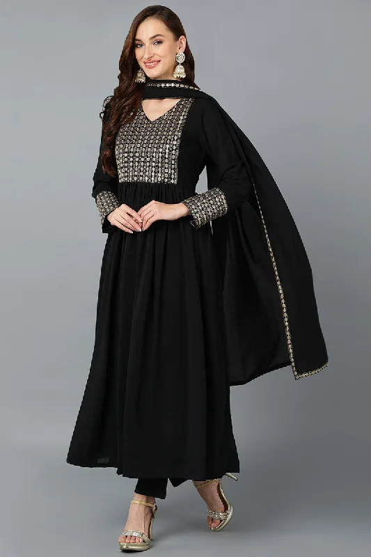 Women's Georgette Yoke Design Kurta Pant With Dupatta - Ahika Cozy Full-Length Pants