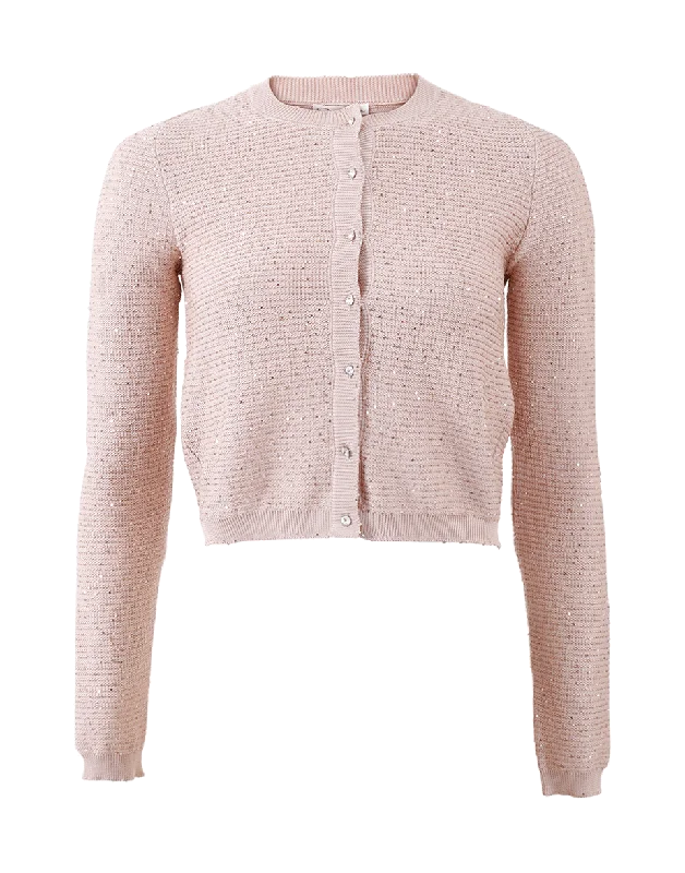 Cropped Sequin Cardigan Toggled Drawstring Belted