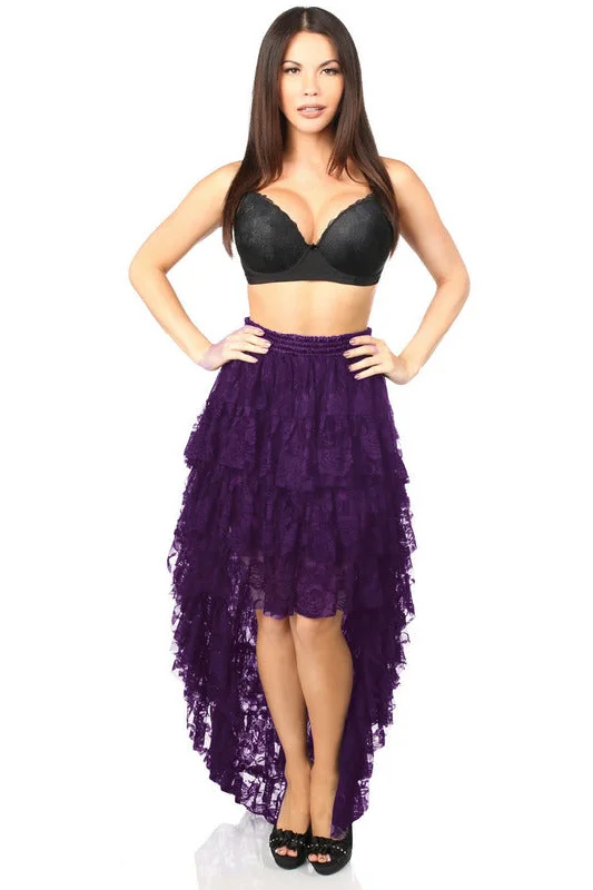 Plum High Low Lace Skirt leather skirt refined