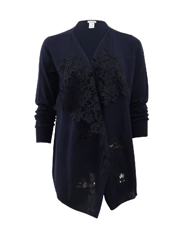 Lace Drape Front Cardigan Elegant Classic Vintage