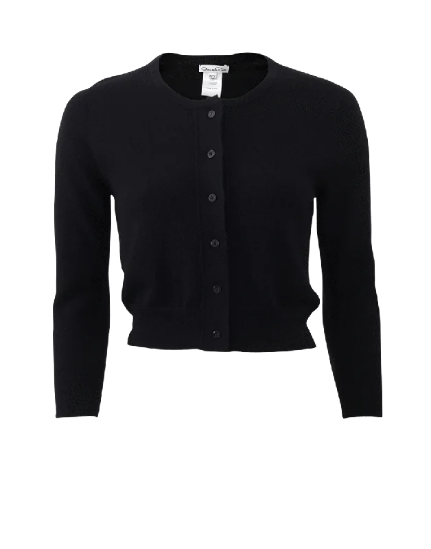Cropped Cardigan Mesh Blend Leather Blend Suede Blend